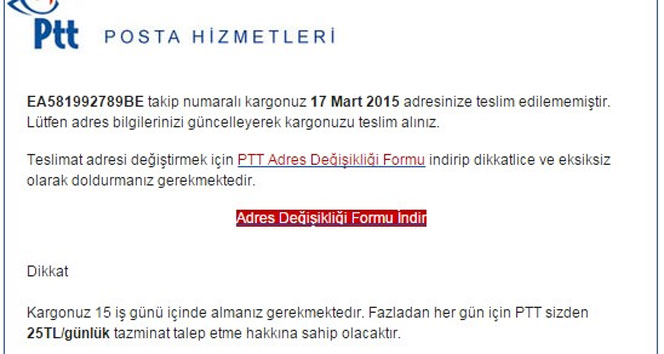 Dolandırıcılıkta son nokta! internet dolandırıcıları,PTT Kargo