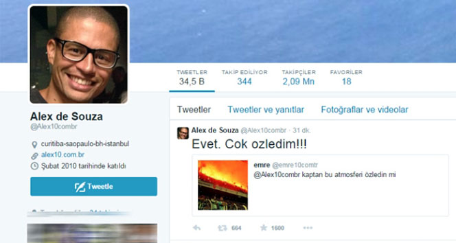 Alex: Çok özledim&nbsp;alex de souza,fenerbahçe