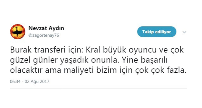 Nevzat Aydından Burak Yılmaz eleştirisi