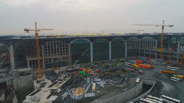 Yüzde 78'i tamamlanan 3'üncü Havalimanı inşaatı havadan görüntülendi