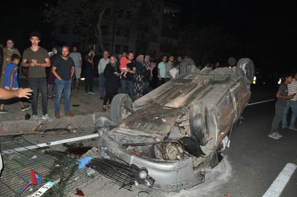 Takla atan araÃ§tan burnu bile kanamadan Ã§Ä±ktÄ±