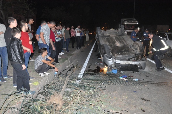 Takla atan araÃ§tan burnu bile kanamadan Ã§Ä±ktÄ±