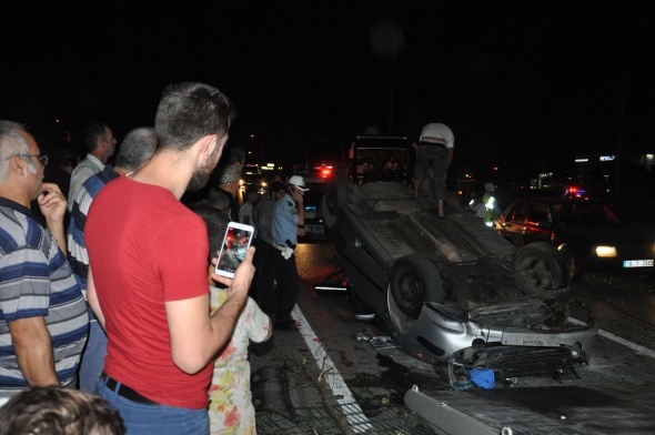Takla atan araÃ§tan burnu bile kanamadan Ã§Ä±ktÄ±