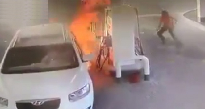 Benzin alırken alevler içinde kaldı benzin,suudi arabistan