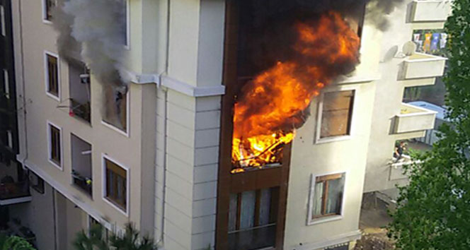 Evde bulunan oksijen tüpü bomba gibi patladı maltepe,oksijen tüpü,yangın